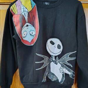 Disney Nightmare Before Christmas Sweatshirt Womens M Black Jack & Sally